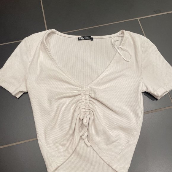 BUNDLE OF 2 zara scrunch crop top size m black/white - Picture 3 of 7